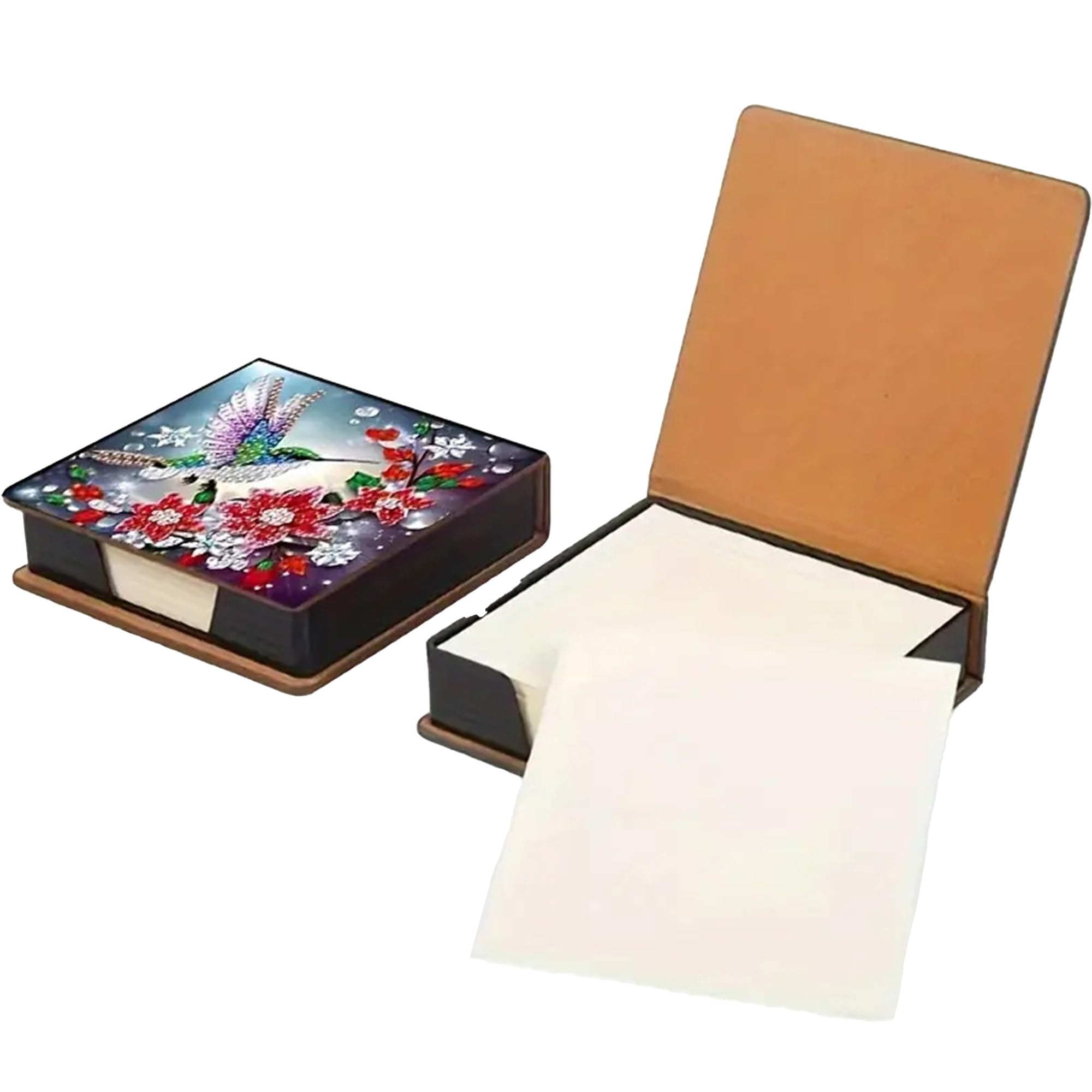 Flower Diamond Painting Kit Note Box,Memo Paper Storage Box Diamonds Art,Sticky Note Holder Diamond Art,Diamonds Painting Memo Pad for Office Desk. (Bird)