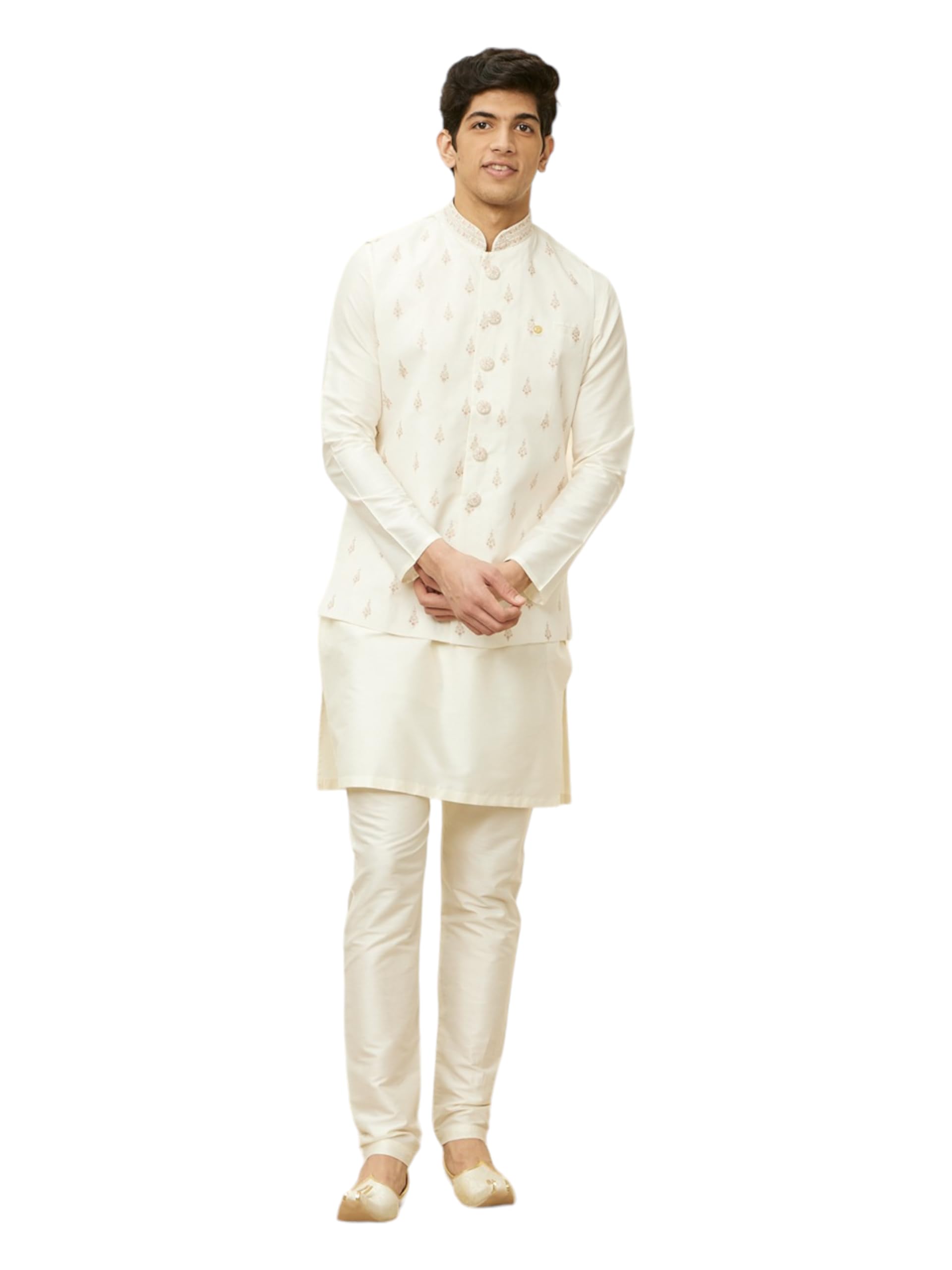 manyavar Men's Viscose Blend Hand Embroidery Jacket (1pc)-picture-37