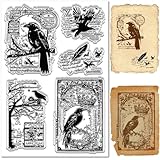 Raven Stamps:les tampons transparents sont conçus dans un style rétro, délicat et vintage, peut ajouter une touche unique et mystérieuse à diverses œuvres créatives