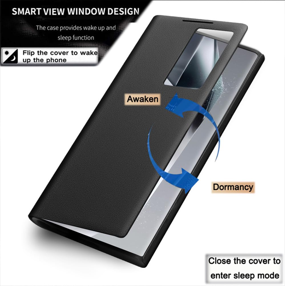Custodia per Cellulare in Pelle per Samsung Galaxy S24 Ultra. Flip/Fondina/Addormentato/Riattiva. Cover di Protezione Intelligente per Samsung S 24 Ultra