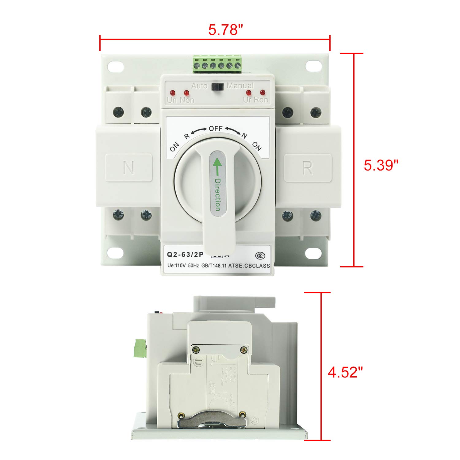 Buy 110V 2P 63A MCB type Mini Dual Power Automatic Transfer Switches