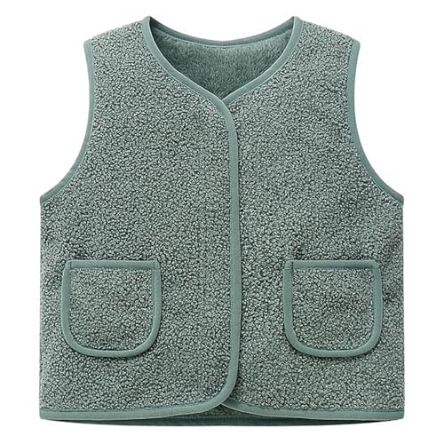 Toddler Boy Girls Fleece Vest Sleeveless Zip up Sherpa Jacket Baby Kids Fall Winter Waistcoat Outerwear with Pockets