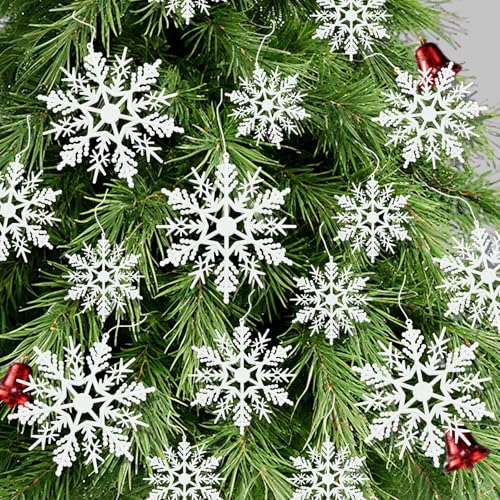 Snowflake Decorations 24 Pcs Snowflake Ornaments for Tree Snowflakes Christmas Tree Decorations for Christmas Embellishments and Winter Party DIY Craft Decoration