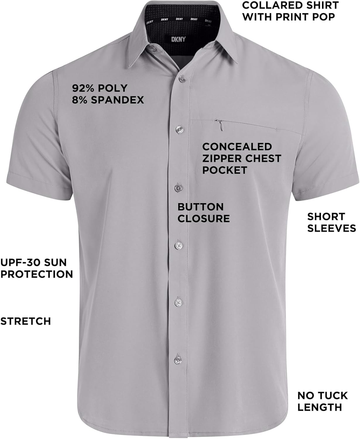 DKNY Mens Short Sleeve Button Down Shirts - Quick Dry Shirts for Men | Wrinkle Resist Stretch Mens Button Up Shirts - Image 3