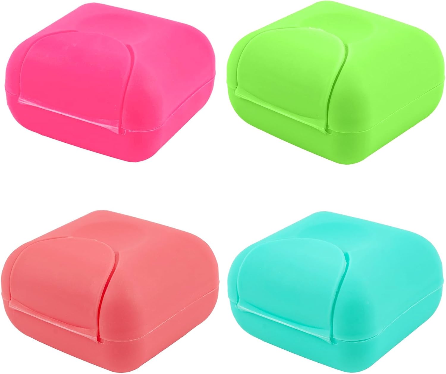 AUEAR, 4 Pack Candy Color Portable Soap Box Holder Plastic Case Travel Dish Container with Lid for Home Bathroom Hiking Outdoor (Small)