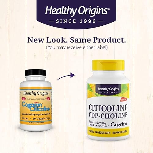 Miniatura 5 de Healthy Origins Citicoline CDP Colina 250 mg (Cognizin, sin OMG, sin gluten, apoyo cognitivo), 60 cápsulas vegetales