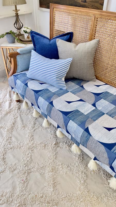 Image of Coral Orange Aztec Designer Sofa Cover with Corner Tassels for XL 3 Seater - Anti-Slip Sofa Throw, Large 3-Seater Couch Cover - Home Decor, Washable Sofa Seat Protector (120x200 cm)