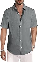 Vista 107 de JMIERR Camisas de vestir a rayas con botones y manga corta para hombre