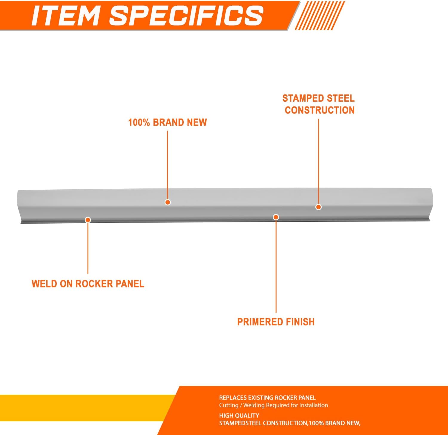 PM PERFORMOTOR Rocker Panels Compatible with 2005-2010 Chevrolet Cobalt Sedan Pontiac G5 Sedan, Left & Right Side, Primered White