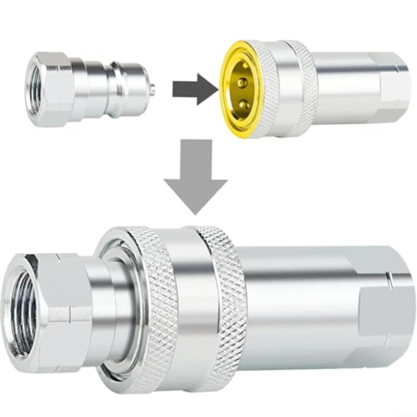ISO7241-A Ensemble de raccords hydrauliques à connexion rapide en acier au carbone avec bouchon anti-poussière NPT 1/2 1/4 3/8" pour l'industrie de la construction agricole (NPT1/2)