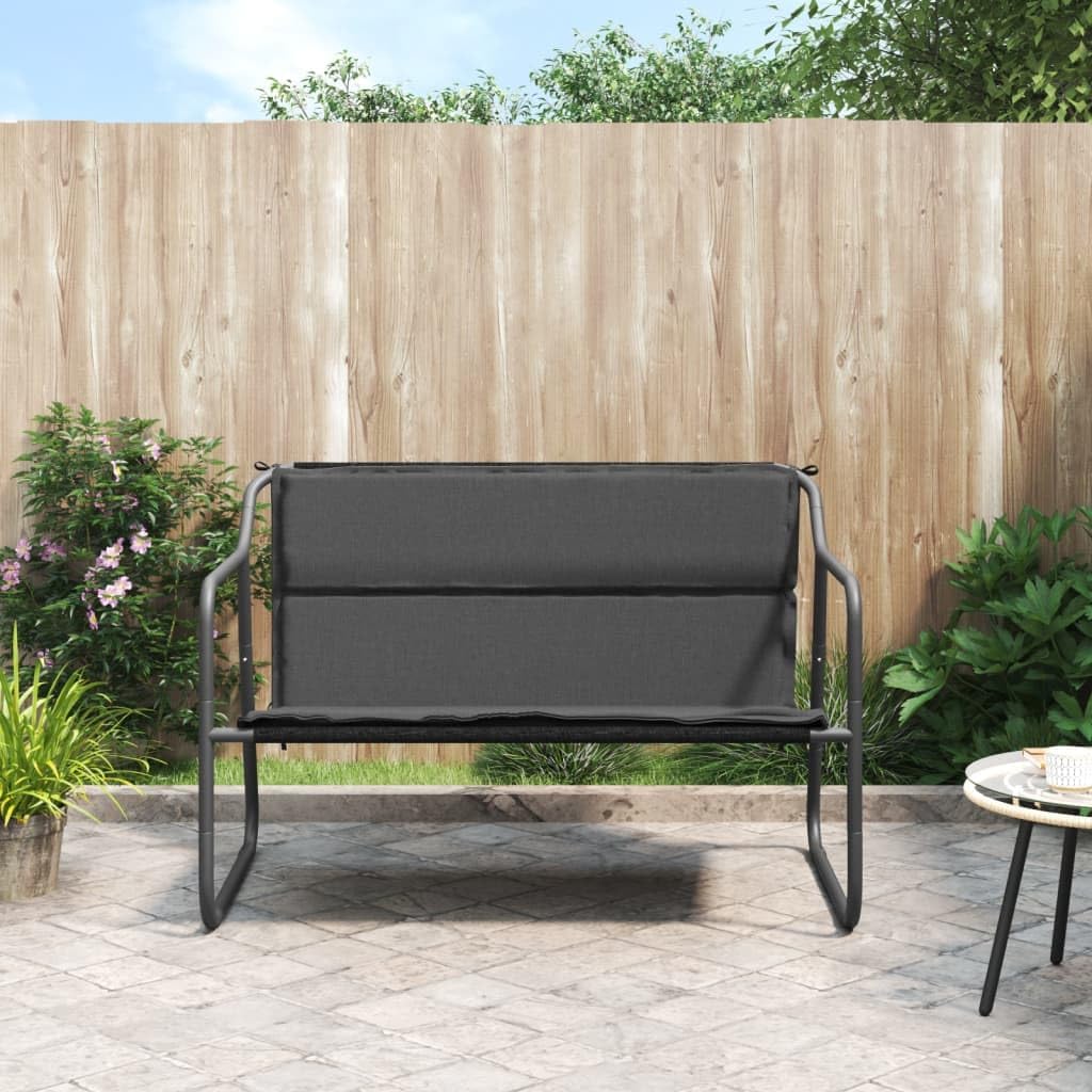 2-Seater Patio Bench with Cushion,Outdoor Bench,Garden Bench,Porch Chair,Park Bench,Lounge Bench,Comfortable Bench,Dining Bench,for Porch,Courtyard,Garden,Park,Backyard,Street,Anthracite Steel