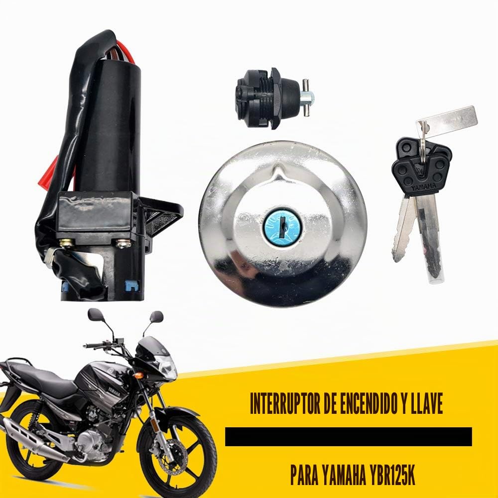 Riloer Juego de bloqueo de interruptor de encendido eléctrico para motocicleta, tapa de combustible y Gas, llave de bloqueo de asiento para Yamaha Ybr125 Ybr 125 2007-2014 ZH