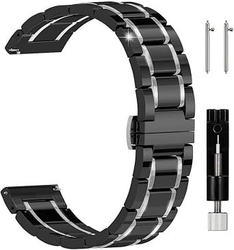JUSUTEK Popular Ceramic Watch Band, Smart Watch Band, Five Strain Ceramic Watch Strap, Stainless Steel Intermediate, Quick Release, 0.8 inch 20 mm / 0.9 inch 22 mm, Men s Watch, Women s Watch,