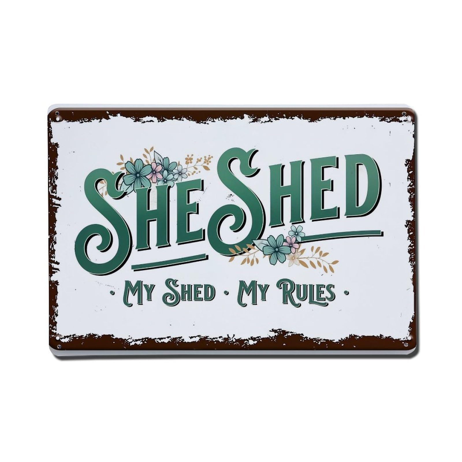 Jdfenggu Vintage She Shed My Shed My Rules Retro Metal Tin Sign, Metal Poster For Bar, Home, Man Cave, Kitchen, Laundry Room Art Decor 8X12 Inch