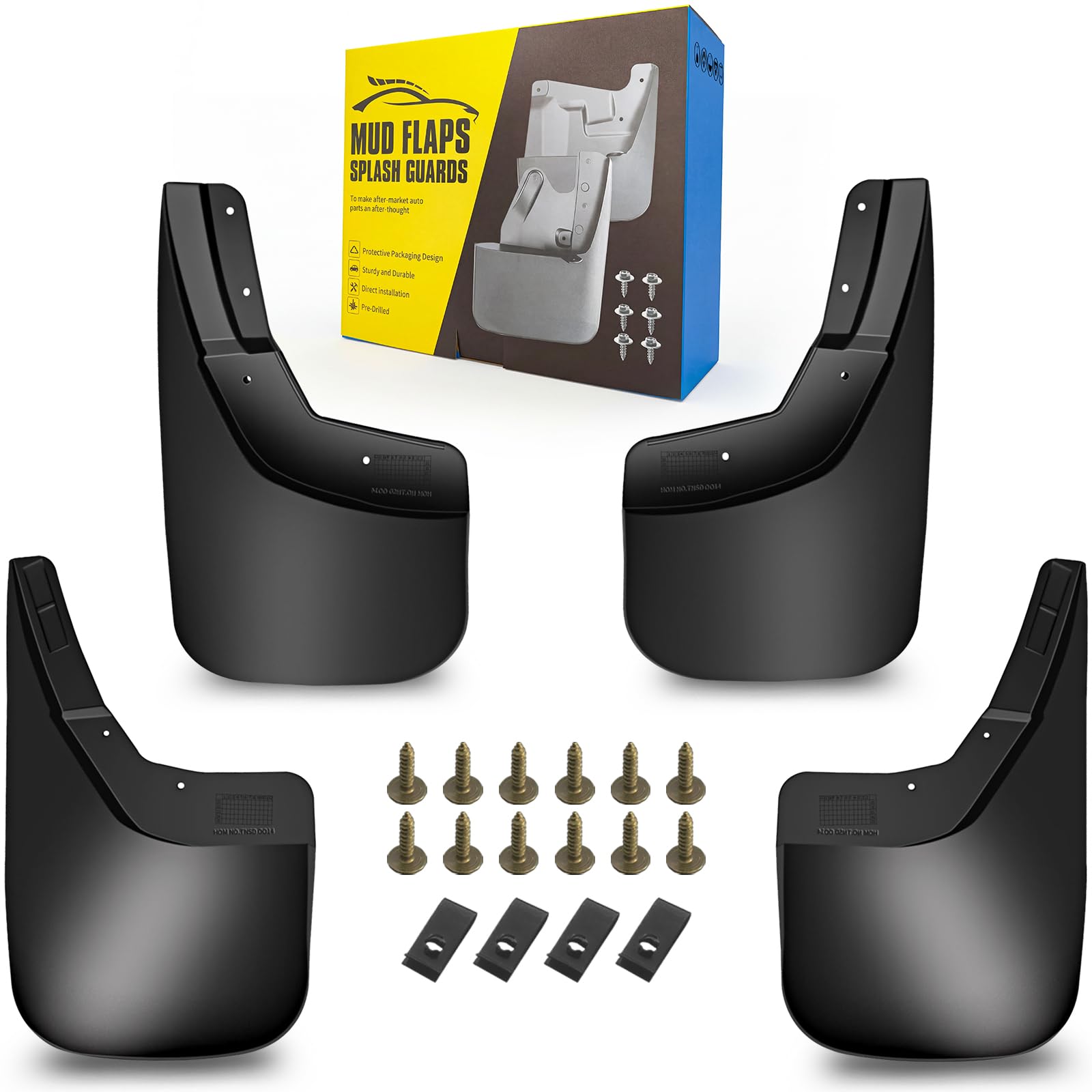 Mud Flaps Fit for 2014-2018 Chevy Silverado 1500/LD /2500 HD/ 3500 HD - Fit The Models with Single Rear Wheels, Dedicated Mudguard for Four Seasons Protection, Front and Rear W/o Fender Flares