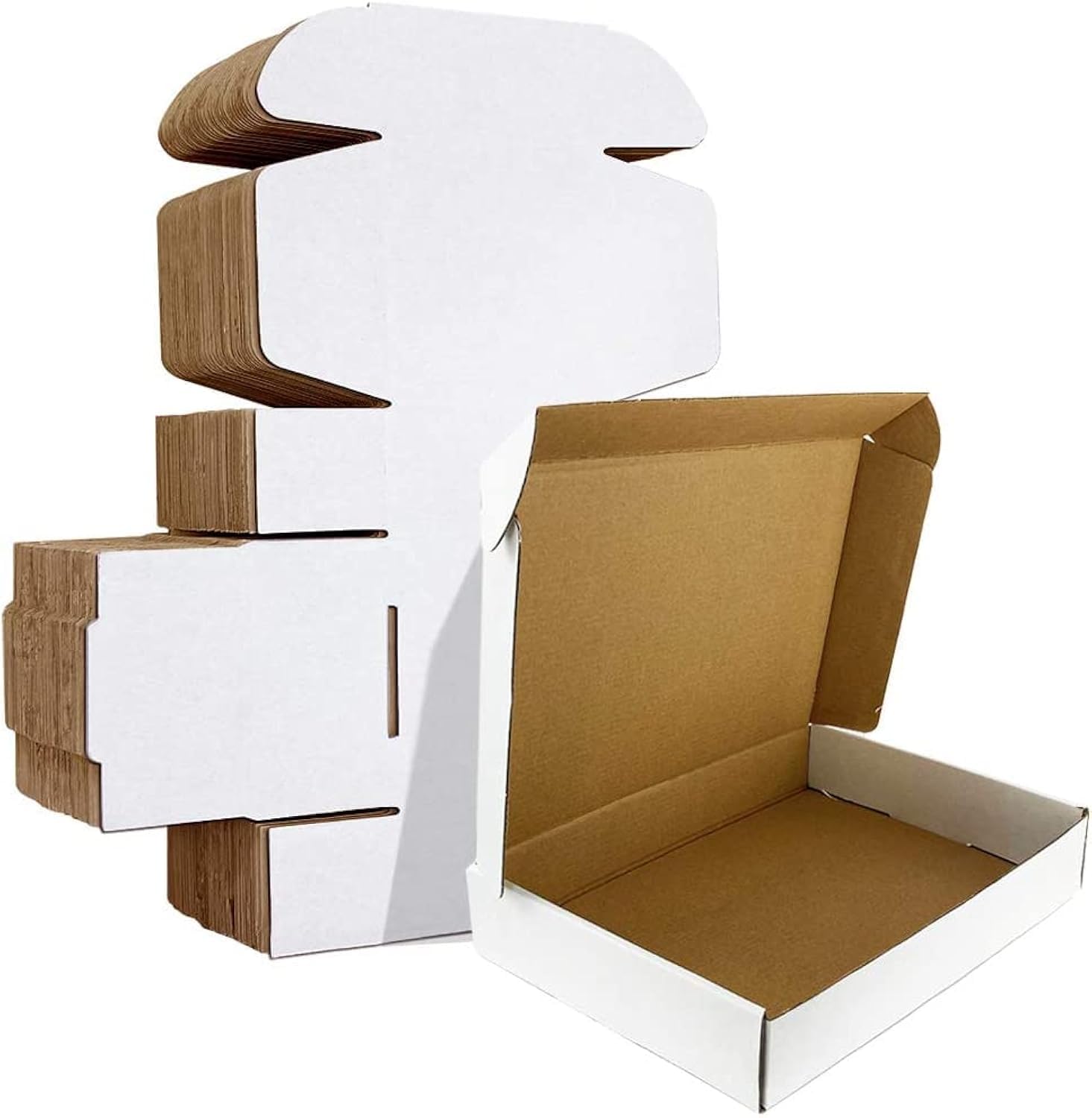 HORLIMER 28 x 20,4 x 5,1cm Cajas de Carton con Tapa para Envios de Paquete, 25 Pack, Cajitas de Papel Kraft para Regalo o Embalaje, Blanco