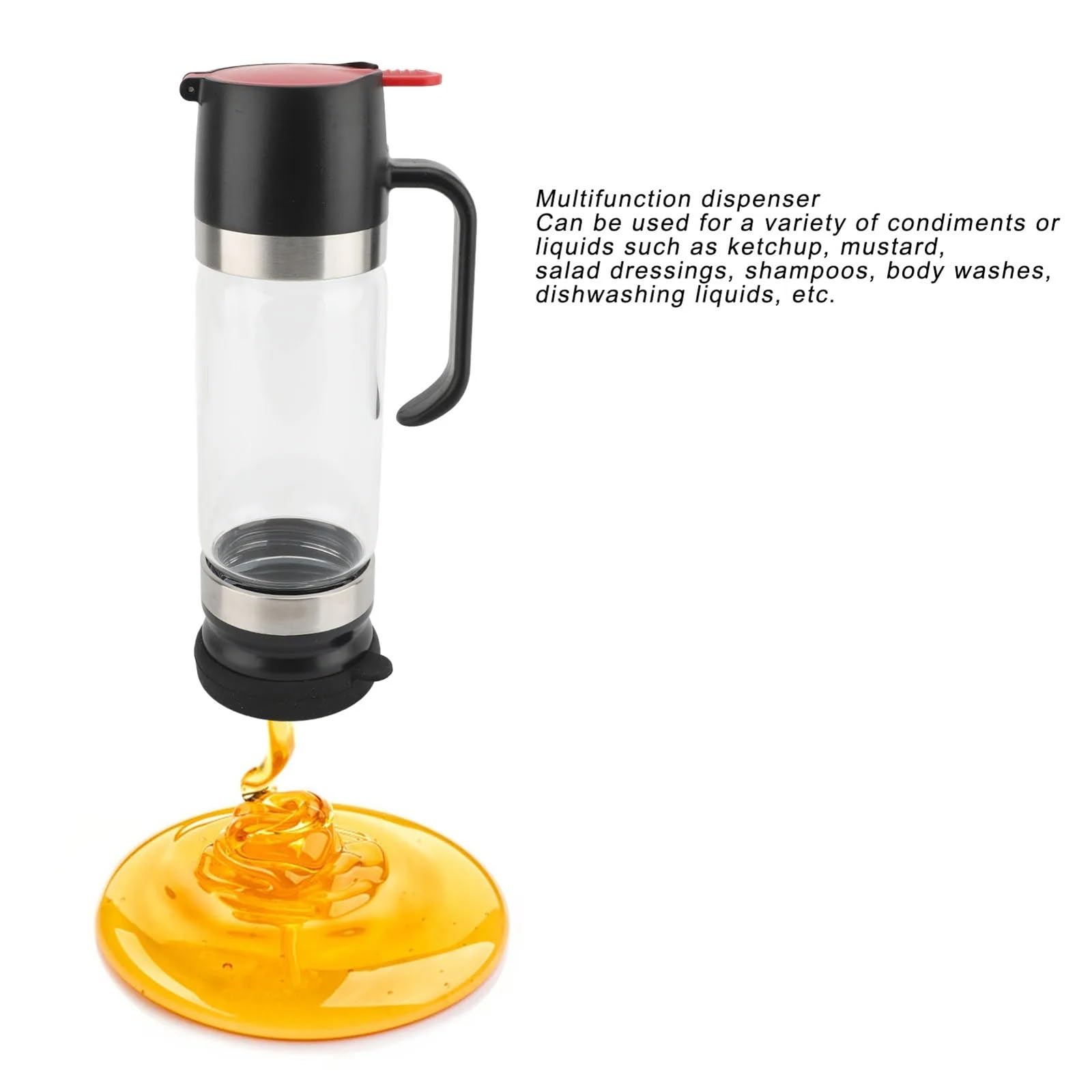 Dispensador De Miel Dispensador de miel, jarabe vidrio transparente 350ml con asa, contenedor for evitar goteos, for cafeterías, restaurantes y hogares