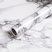 Wallpaper MART Marble Wallpaper Roll 60x200cm – Self Adhesive, Waterproof, Removable Contact Paper for Walls & Furniture (White_Dark_Grey)