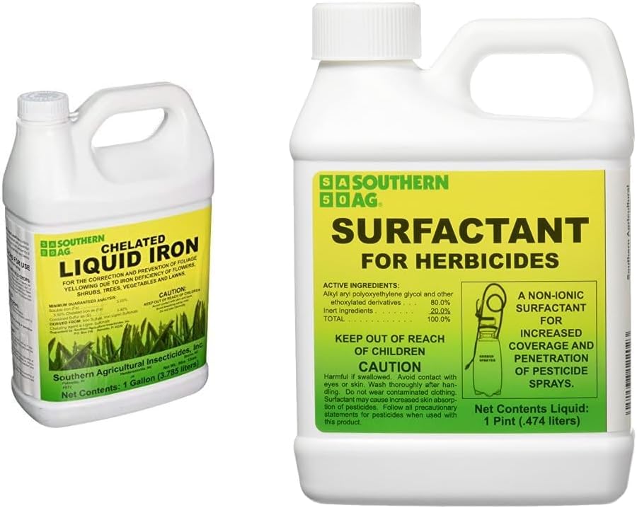 Southern Ag Chelated Liquid Iron, 1 Gallon & Surfactant for Herbicides Non-Ionic, 16oz, 1 Pint