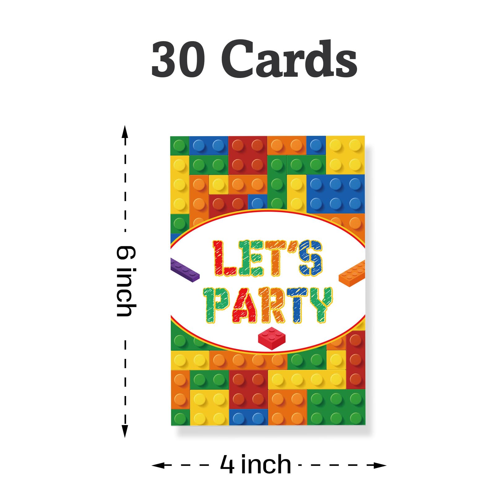 Halodete Building Block Invitation Cards, Girls Kids Boys Birthday Party Greeting card Supplies, Fill-in Invitations, Game Theme Greeting Cards, Game Time Play Time Party Decorations, 30 Pcs