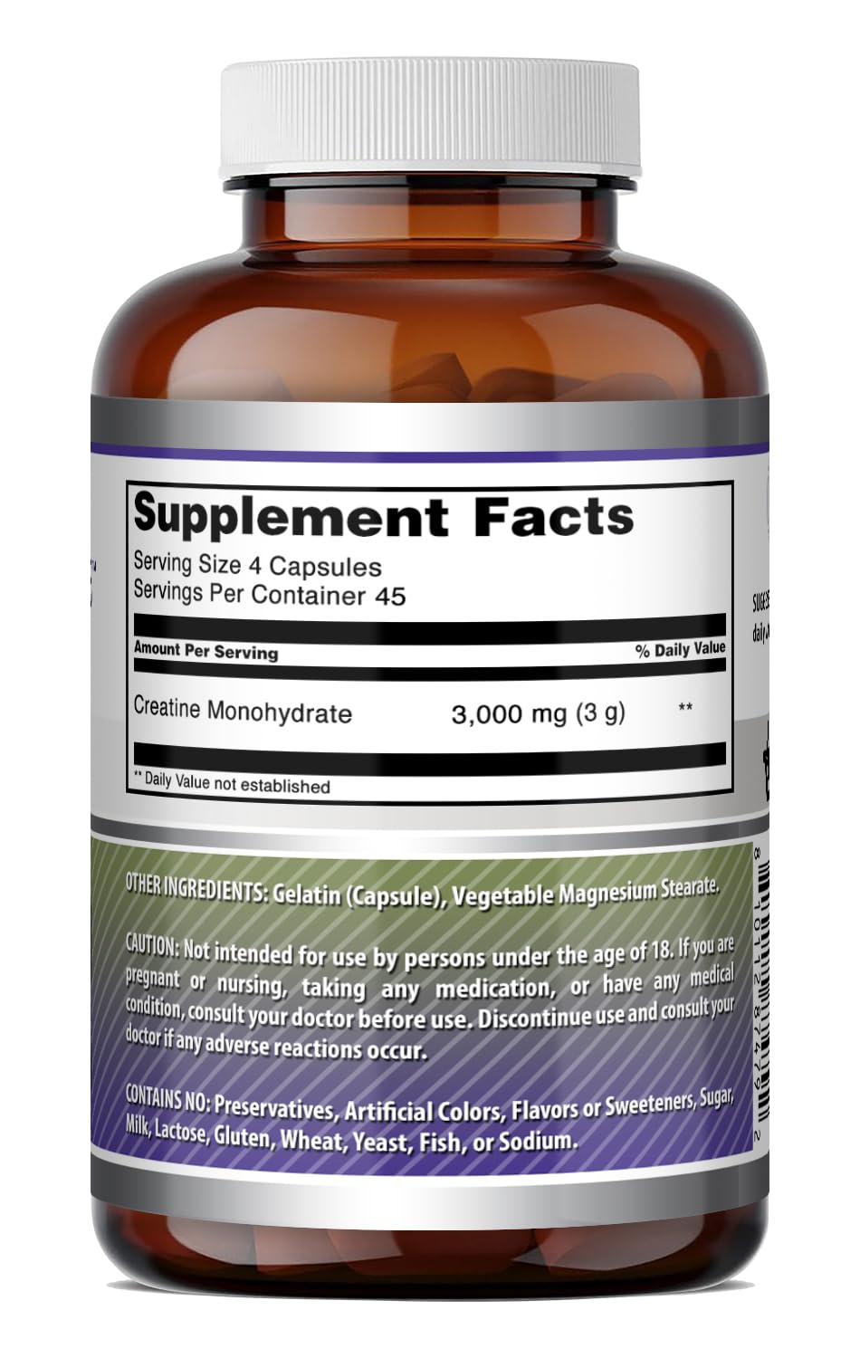 Amazing Formulas Creatine Monohydrate 3000 Mg Per Serving Capsules Supplement | Gluten Free | Made in USA (Pack of 1 | 180 Count) — Amazon image 4