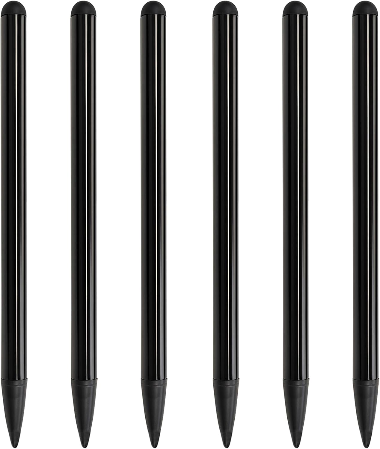 6-Pack Black Dual-Tip Stylus Pens – Universal Touchscreen Stylus Compatible with iPad, Samsung Galaxy, Smartphones & Resistive GPS Devices
