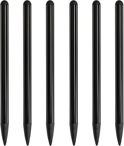 6-Pack Black Dual-Tip Stylus Pens – Universal Touchscreen Stylus Compatible with iPad, Samsung Galaxy, Smartphones & Resistive GPS Devices