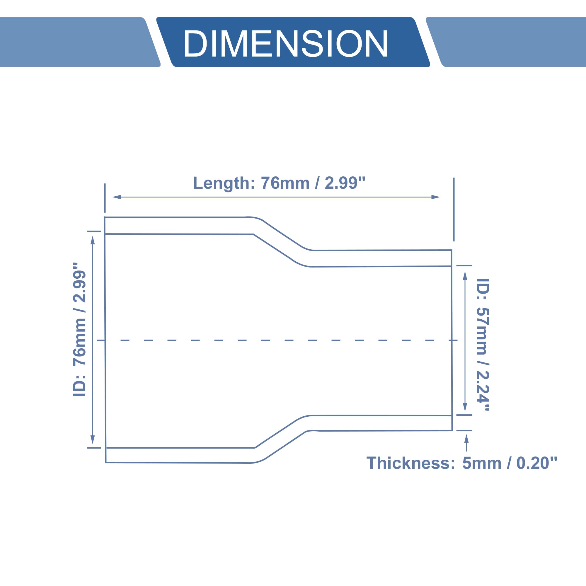 Tuyau En Silicone Noir Pour Voiture - Diamètre 60-80mm, Longueur 76mm - Résistant Haute Température - Avec Colliers