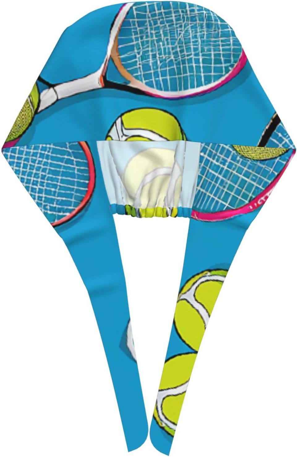 Funny Tennis Racquets and Tennis Ballsfull Width Printed Breathable Work Cap, Soft and Skin Friendly, Lightweight and Portable for Travel, Adjustable and Not Stuffy Black image 3