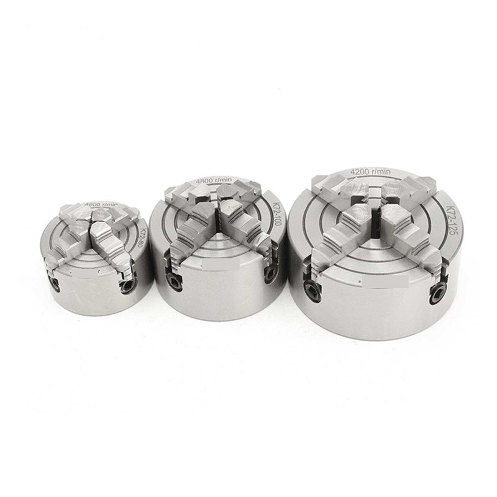 4-szczękowy uchwyt tokarski 80mm/100mm/125mm K72-80/K72-100/K72-125 niezależny 1 szt. klucz do uchwytu zabezpieczającego 3 szt. śruba mocująca do obróbki drewna(K72-100)