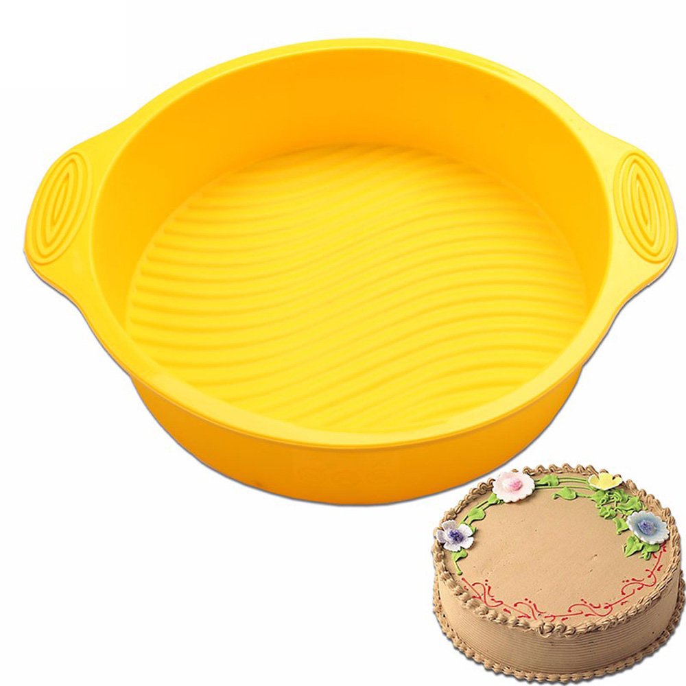 Zmart 円形 形状 3D シリコーン ケーキ シリコン 金型 ベーキング ツール 28.5 * 24.5 * 6.2cm 175g モールド トレイ 9インチ ケーキ 型 丸型 シリコン 耐熱皿 シフォン ベーキング パン キッチンガジェットシリコンケーキ型 製菓型 焼き菓子型 マフィン型 パウンド型 クッキー型 チョコレート型 カップケーキ型 パン型 ゼリー型 プリン型