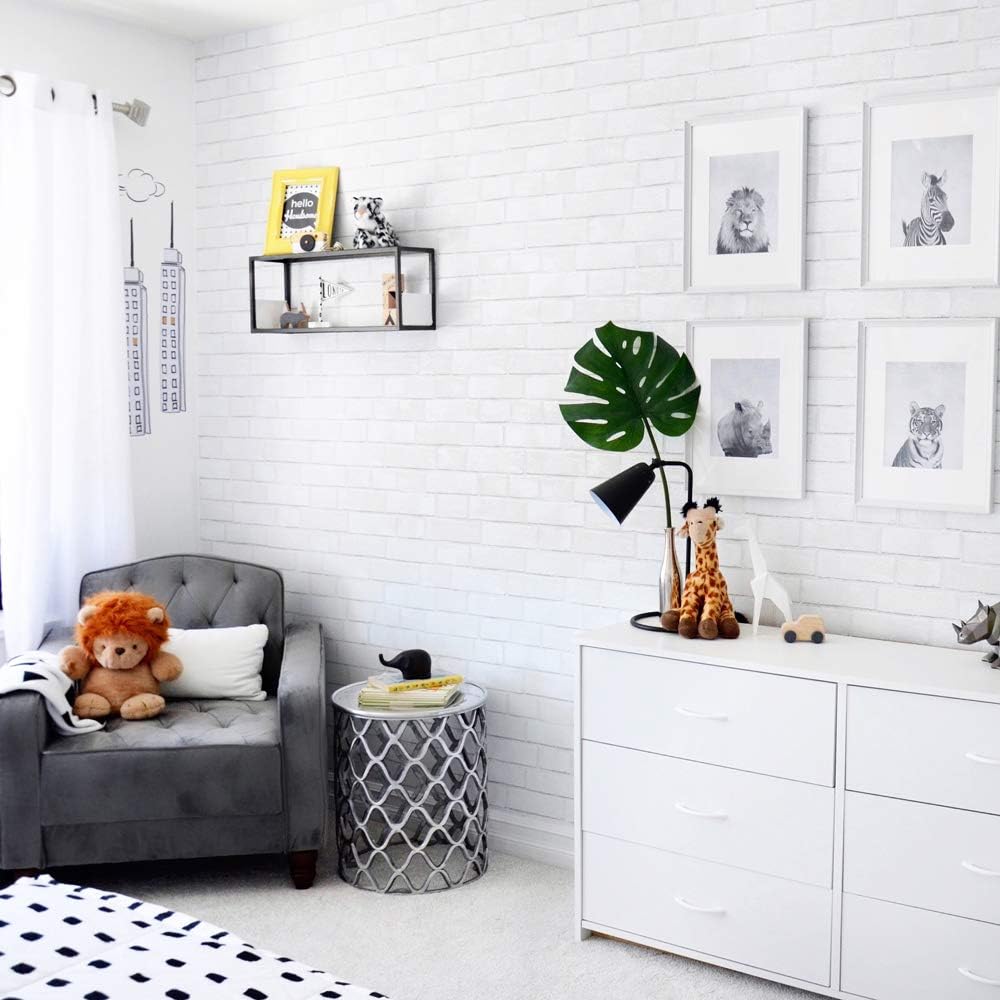 Tempaper Textured Black Brick Removable Peel and Stick Wallpaper, 20.5 in X 16.5 ft, Made in the USA