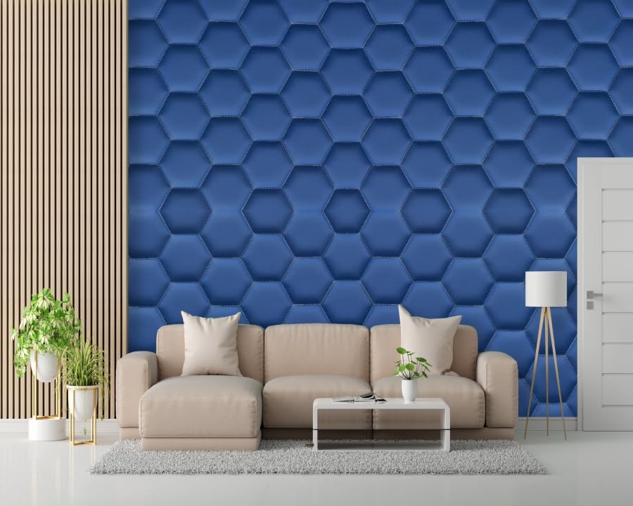 Image of Self-Adhesive 3D Decorative Abstract Wallpaper Specific Product for Bedroom, Living Room, Kids Room, Play Room, Office Wallpaper for Home Decor, Size (16x48 Inches Each Dark Blue Strip