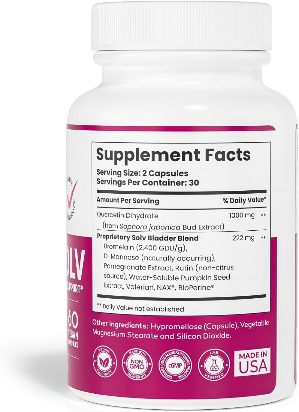 CYSTASOLV Bladder & Pelvic Discomfort Formula - Enjoy Less Urgency & Flares* with Daily IC/BPS UTI Support – Premium Bladder & Urinary Support for Women & Men - 60 Vegan Capsules - Image 2