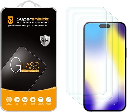Supershieldz Protector de pantalla de vidrio templado diseñado para iPhone 15 Pro Max (6.7 pulgadas), antiarañazos, sin burbujas