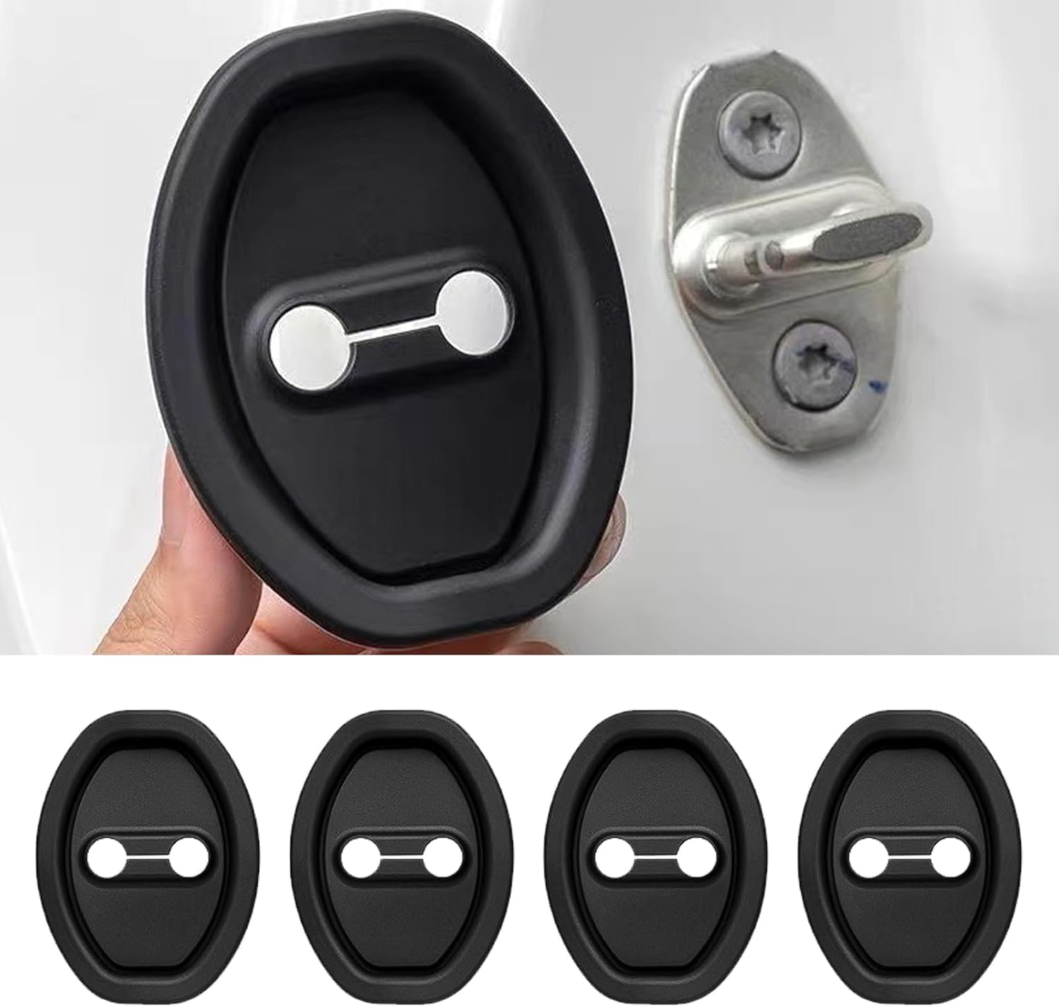 car Door Lock Protector Cover 4PCS Car Silicone Rubber Car Door Shock Absorber Rubber Pads for Enhanced Protector Lock Accessories All Universal SUV & Cars Locks Cover (Pack of 4) Black-picture-23
