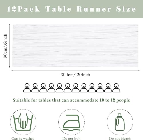 Miniatura 3 de Camino de mesa de estopilla blanca de 10 pies para mesas, tela de gasa, bohemio, decoración rústica semitransparente para bodas, cumpleaños,