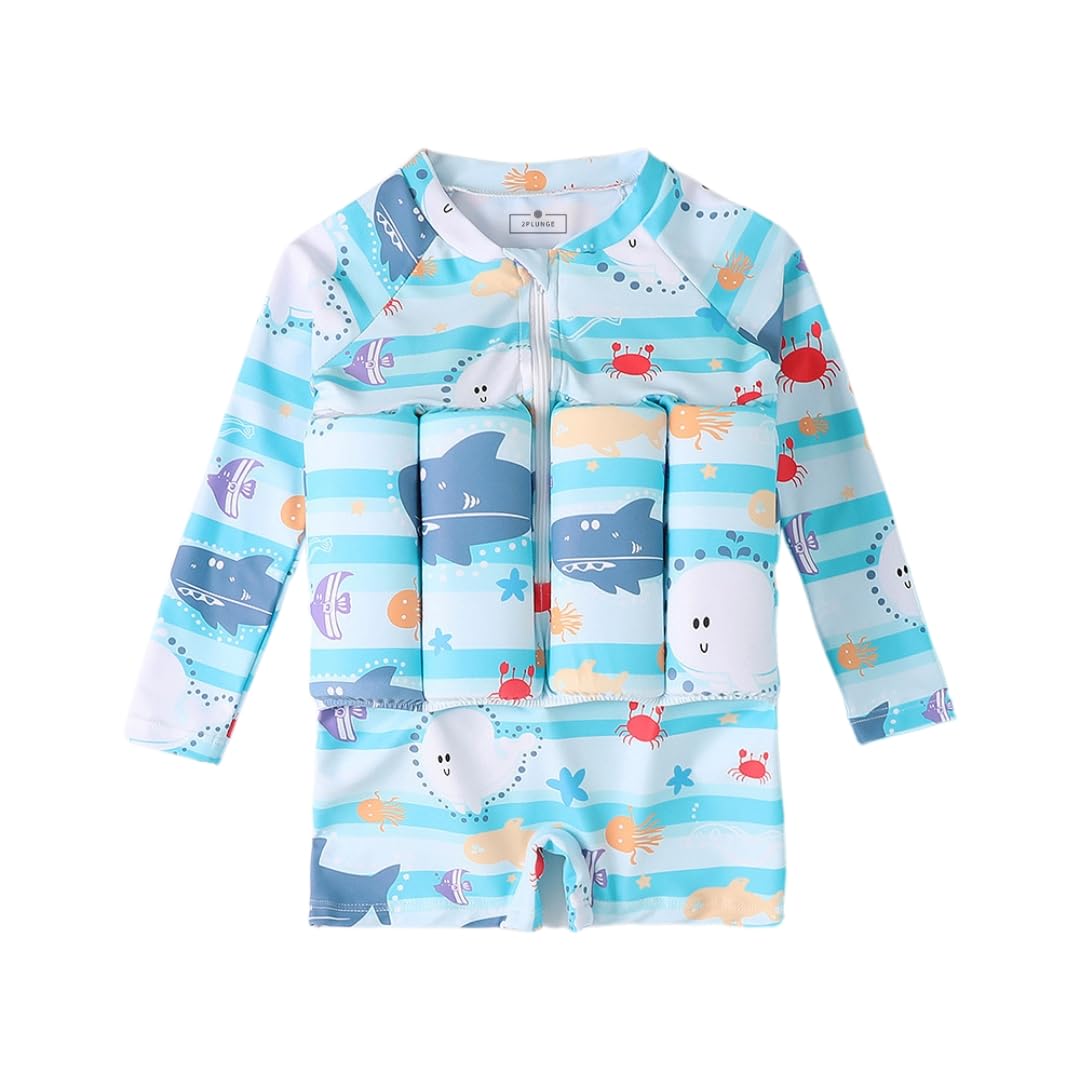 Toddler Boys Girls Cute Print Buoyancy Float Swimsuit, Kids Swim Training aid Jacket Vest Suit, is Made of Spandex and Elastane, Comfortable and Quick-Drying. (1-2 Years, Blue - Sea Creatures) (B0D98FZWCB) Amazon Price History, Amazon Price Tracker