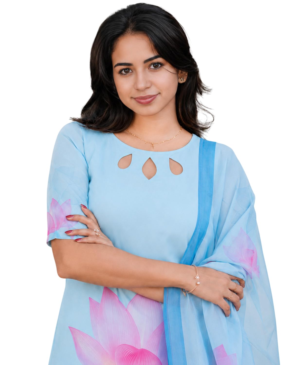 sun fashion and lifestyle Chanderi Printed Straight Kurta With Dupatta Set-picture-14