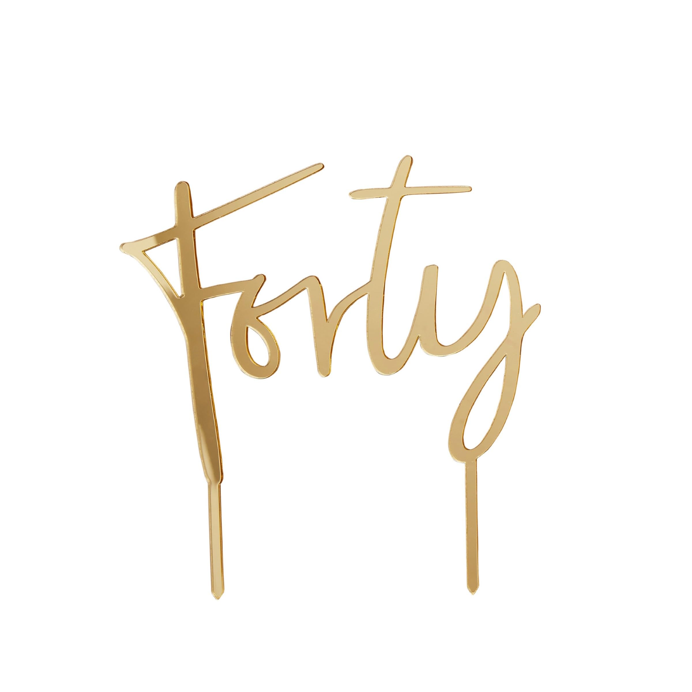 Hootyballoo Gold 'Forty' Acrylic Cake Topper