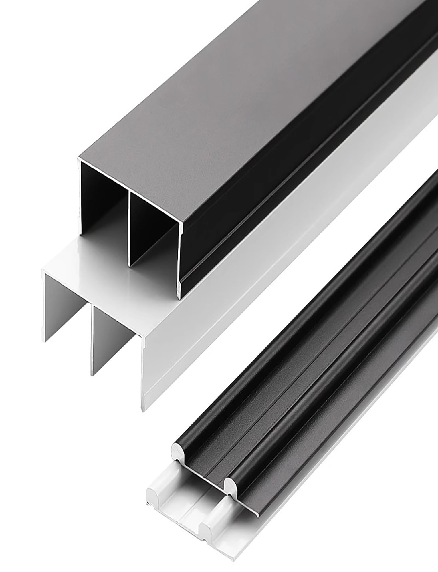 Kit de herrajes for rieles de puerta corrediza de armario, 2 rieles de aluminio con programa de polea, reparación de rieles for puertas corredizas de vidrio, guía for puertas mosquiteras de vidrio for