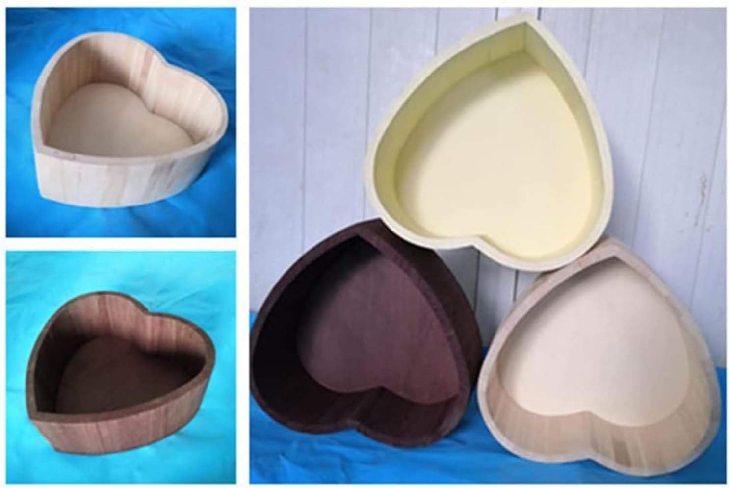 [otoye] ニューボーンフォト 新生児撮影道具 安全軟質素材 防滑処理 ハート形容器 可調節角度 天然木製籐編みかご 無毒塗装木