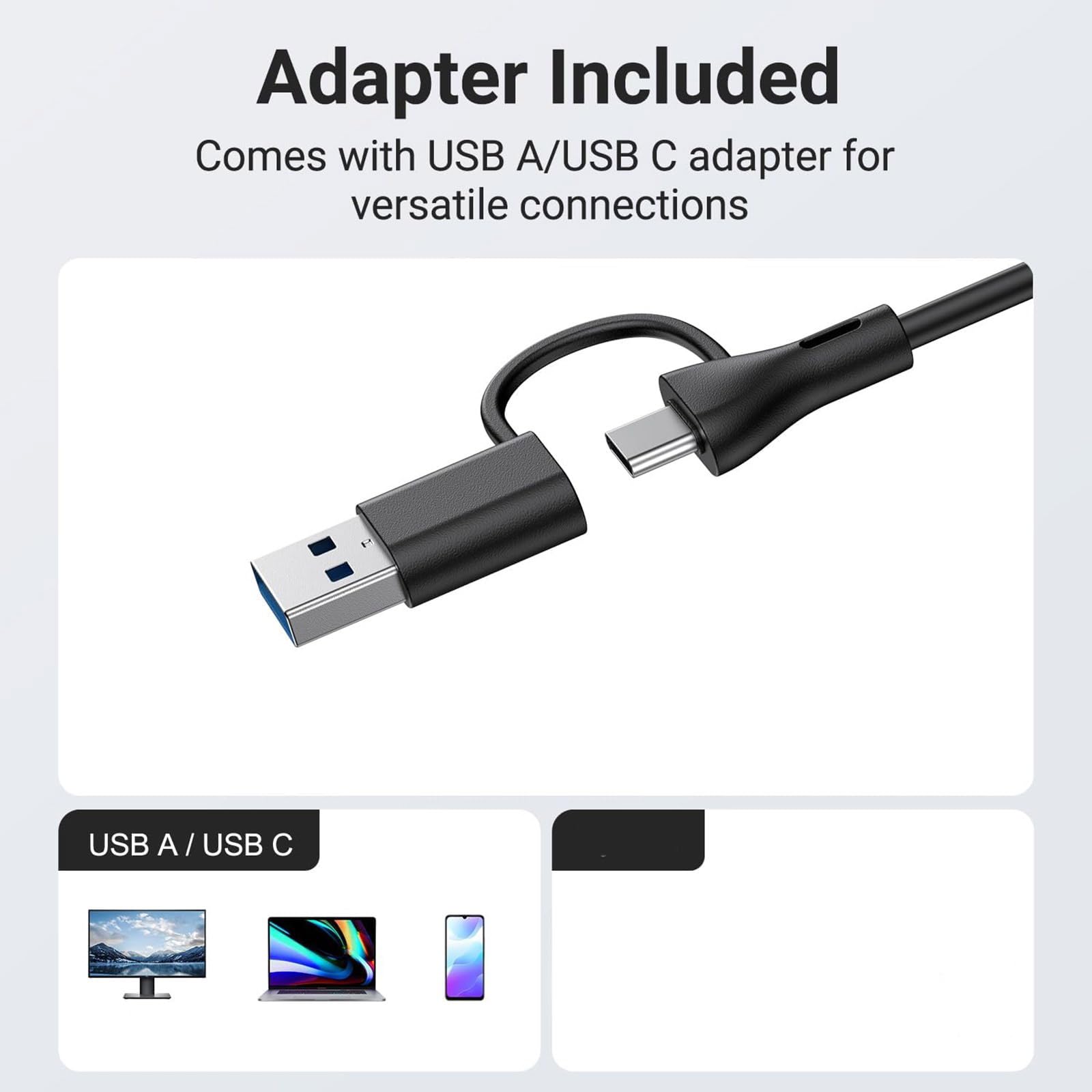 Aggiornamenti Altoparlanti da tavolo esterni Pulsante silenziamento rapido Microfono staccabile Compatibile con USB C Morsetti sul design per computer Altoparlanti esterni con microfoni staccabili