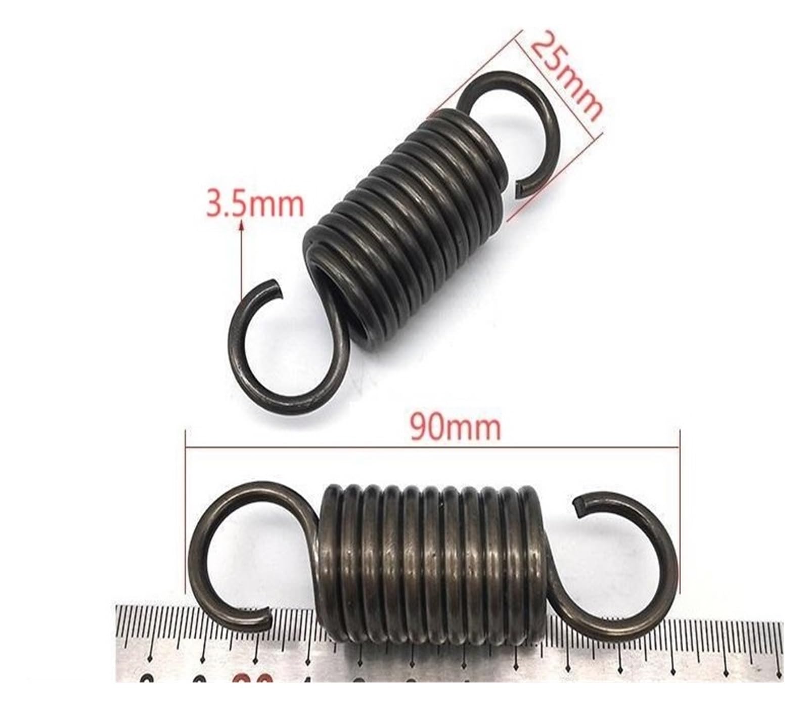 Zugfedern Mit Haken Federstahl-Einzelhaken-Spannung, rostfreier Spiralspulen-Rückzug(140mm(2pcs),30MM_3.5MM)