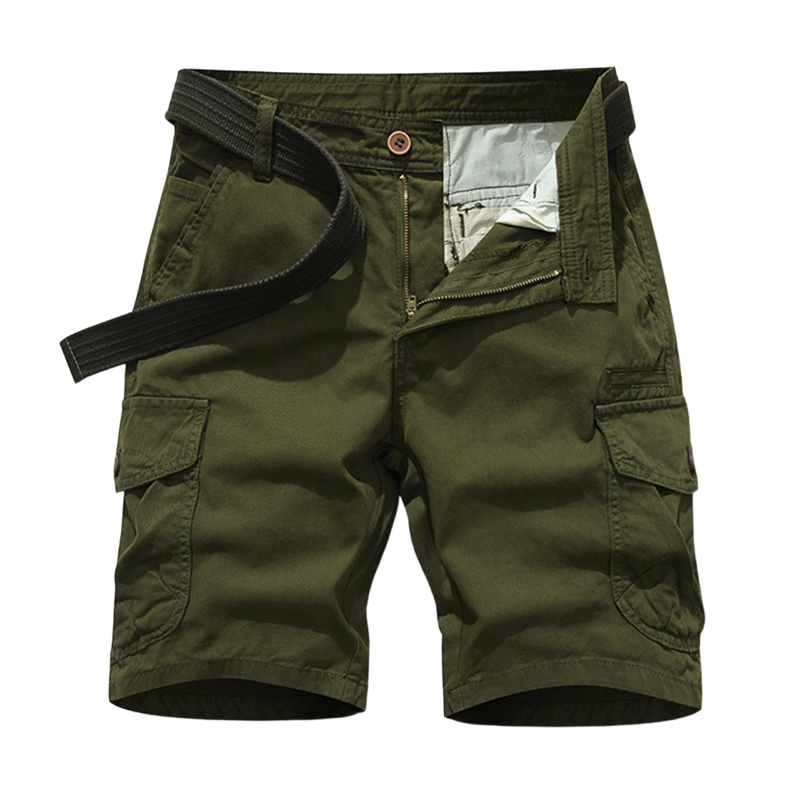 Générique Short Cargo Homme Ceinture Incluse Multi-Poches Classique pour Travail et Quotidien