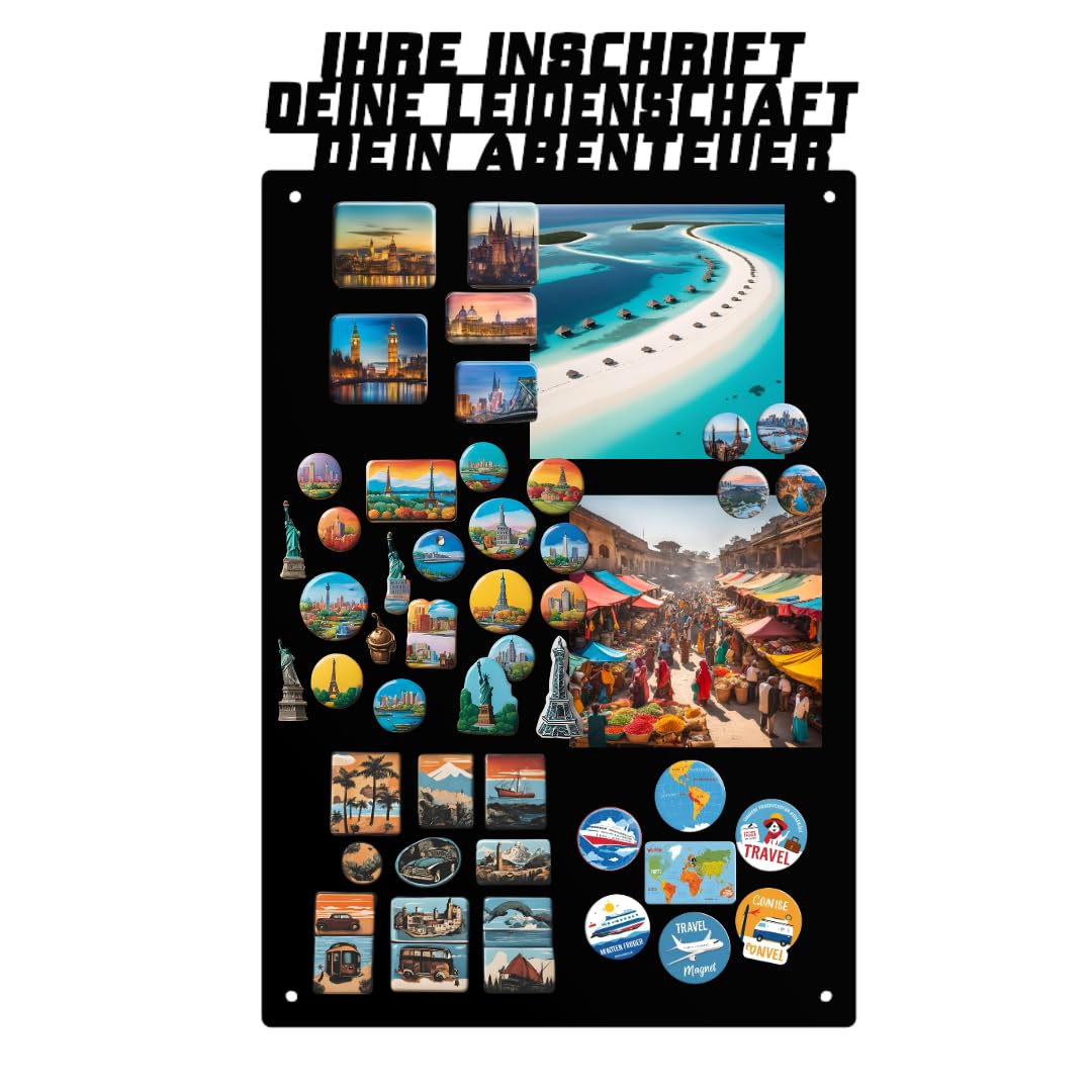 Pizarra Magnética Personalizable - 30x50 cm - de Acero - Se Puede Escribir - Ideal Para Imanes y Notas - Incluye Kit de Montaje - Negro