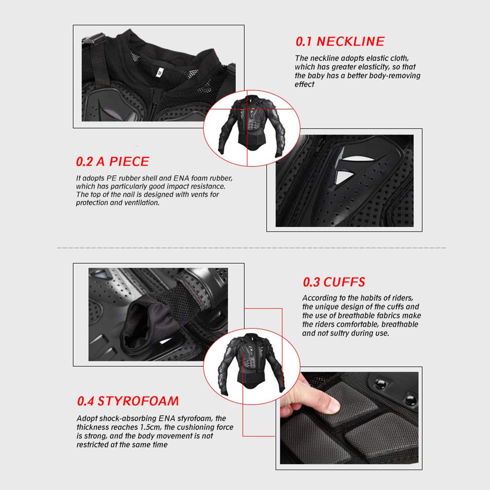 Veste de Moto Respirant Homme ou Femme Armure avec Protection Dorsale pour Blouson Motard Scooter VTT Enduro (Noir, S)