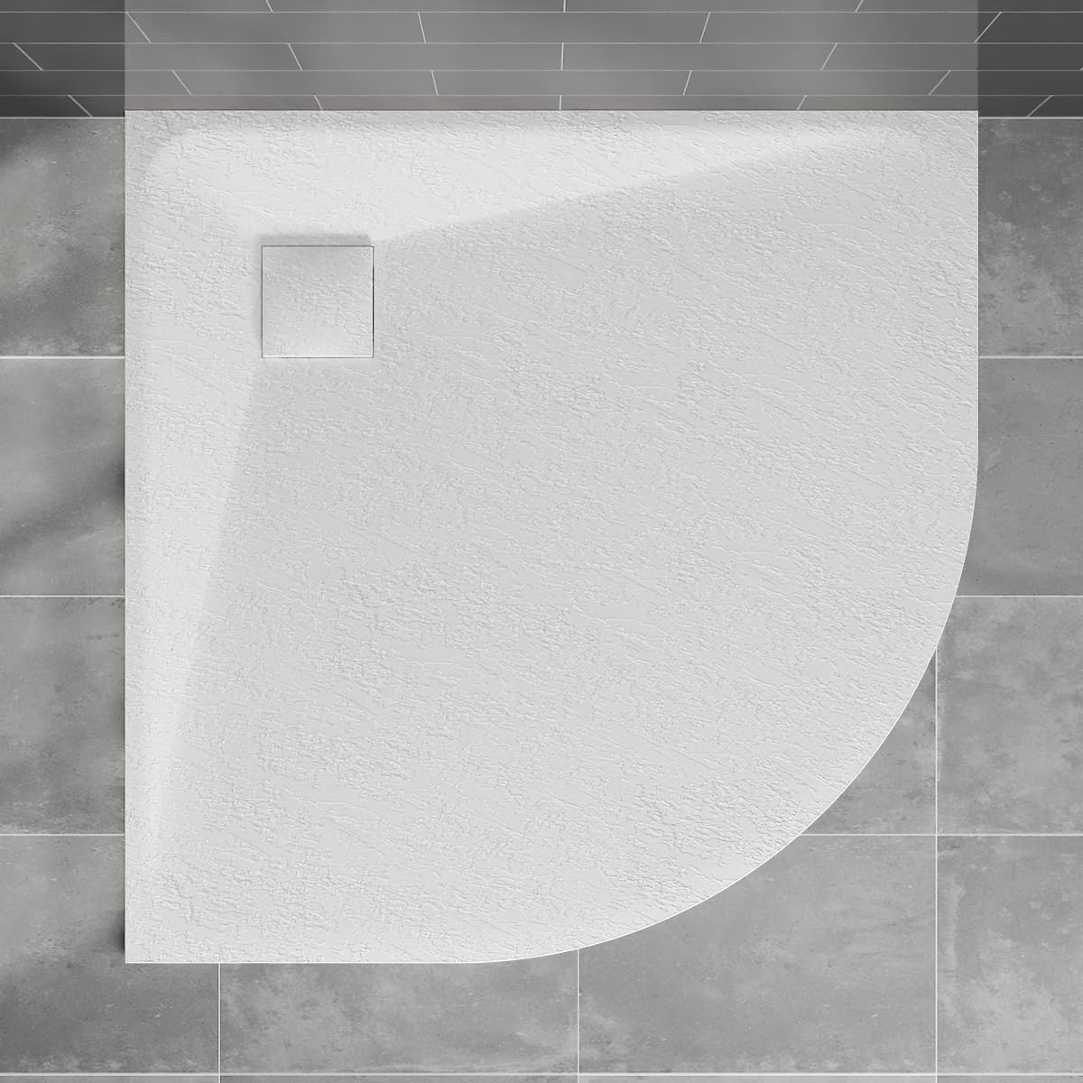 Blümme Quadrant Shower Tray 800x800mm Bathroom SMC Slip-Resistant Flat Shower Base for Shower Enclosure Cubicle and Wetroom White
