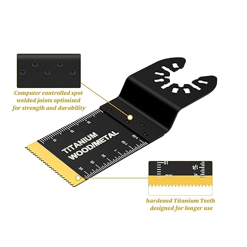 Miniatura 7 de Cuchillas de herramientas oscilantes reforzadas de titanio multiherramienta para madera, metal, corte de plástico, hojas de sierra oscilantes de