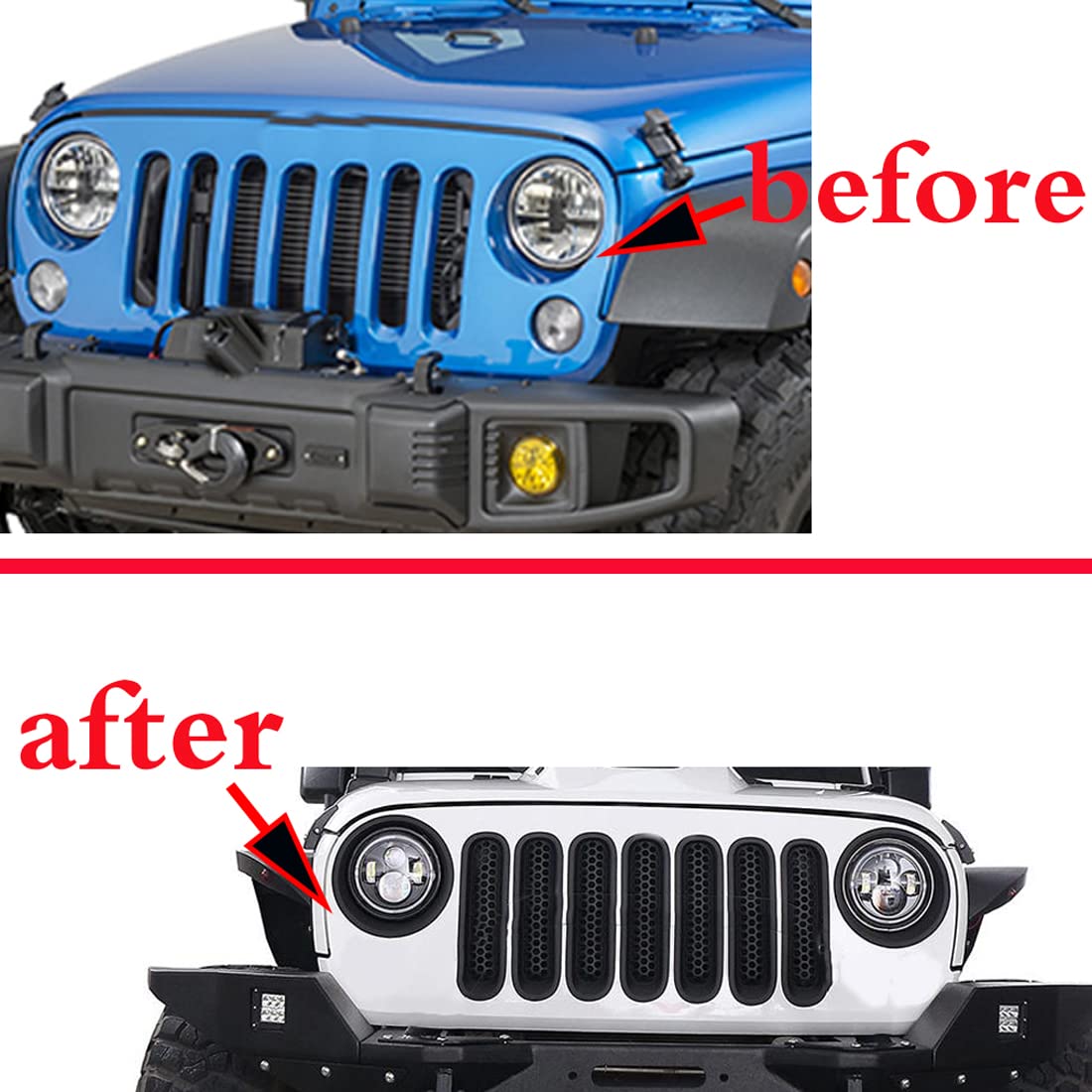 Faro Sopracciglio, Copertura del Sopracciglio Palpebra Anteriore Anteriore Sopracciglia per Wrangler JK 2007-2017 Adesivo Decorativo per Fanale,A-style-2pcs